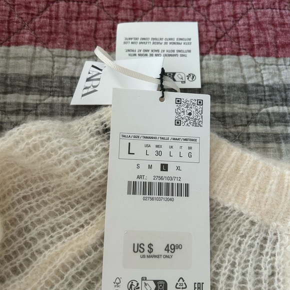Zara Cream Button-Up Women's Sweater - Picture 2 of 2